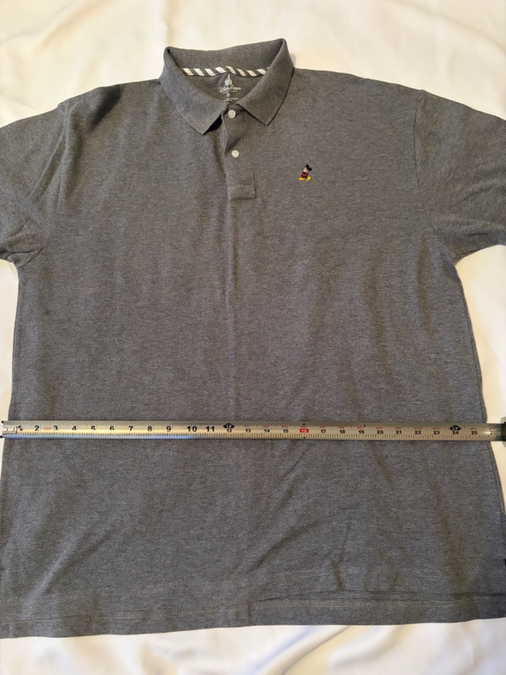 Disney Men's Gray Polo Shirt with Embroidered Mickey